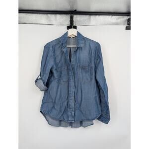 Anthropologie Cloth & Stone Chambray Long Sleeve Button Up Medium Split Back